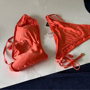 bebe Coral Bandeau Bikini with Detachable Strap - Living Coral